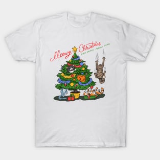 Cat meowy christmas and mew year print T-Shirt